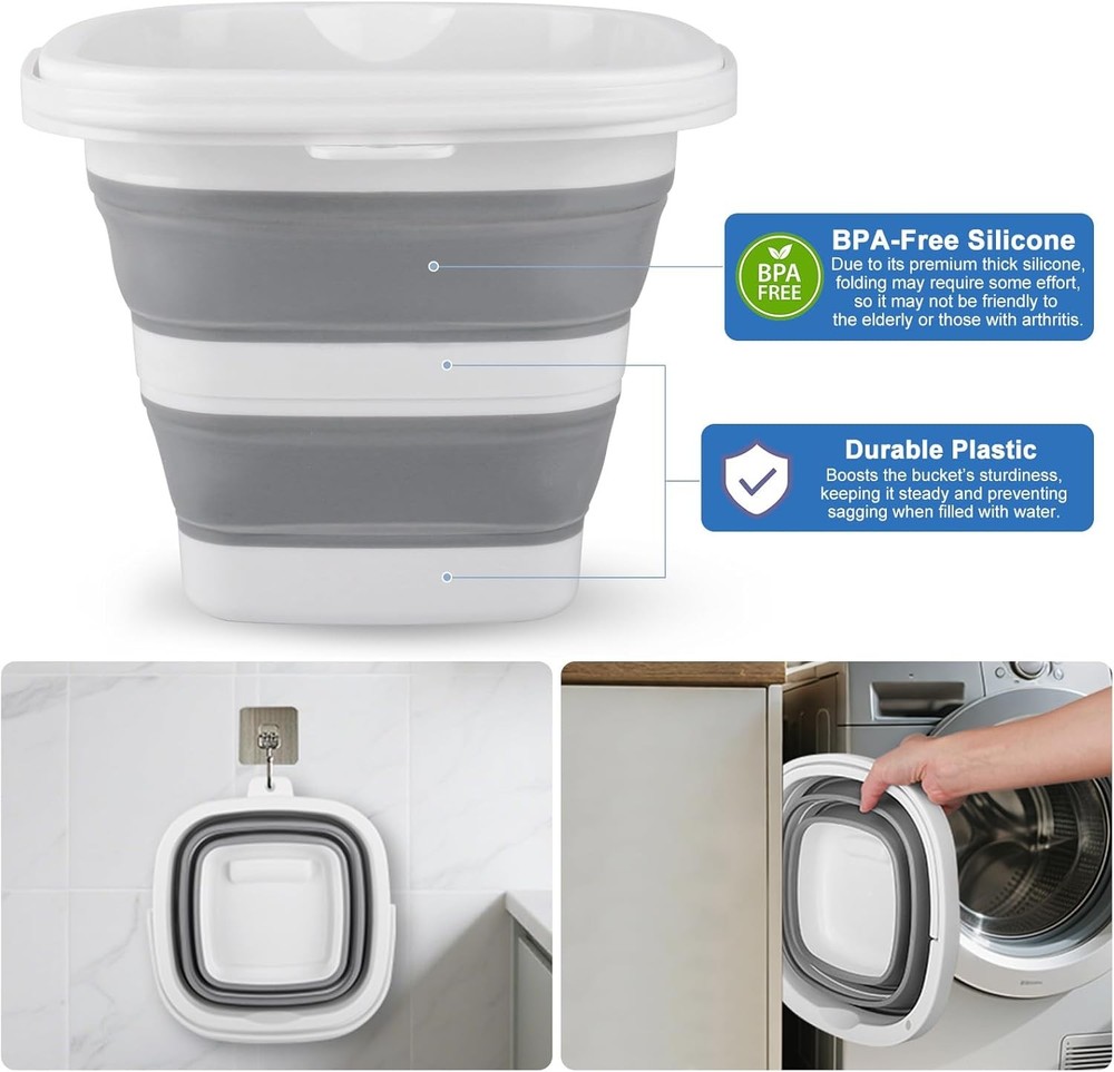 **Collapsible Car Wash Bucket 5L Folding Water Container for Camping RV**