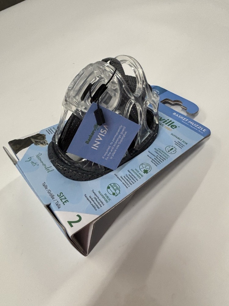 Baskerville Invisa Dog Basket Muzzle Clear & Grey Size 2