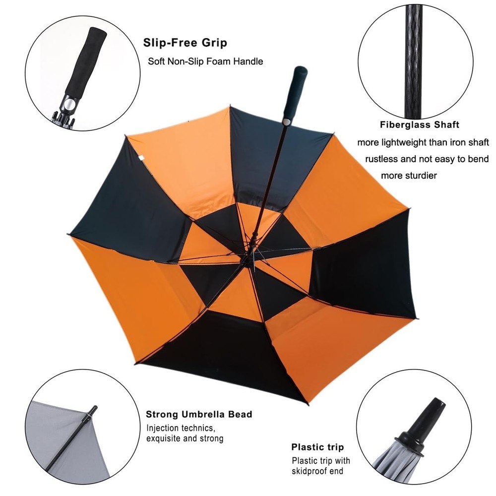 Vented Golf Umbrella 54/62/68 Inch Automatic Extra Large Windproof Oversize S...