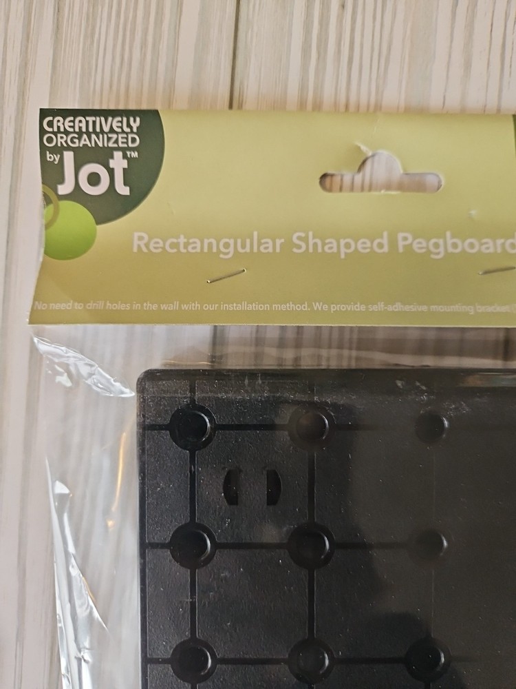 Lot 5 Creatively Organized by Jot Pegboard Black Plastic & Loop Hooks Rectangle