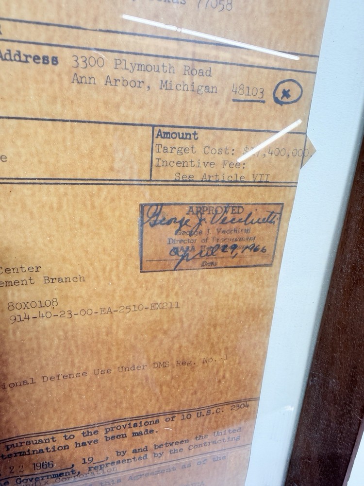 ORIGINAL NASA APOLLO CONTRACT With BENDIX CORP dated 1966 APOLLO LUNER SPACE ✅📝