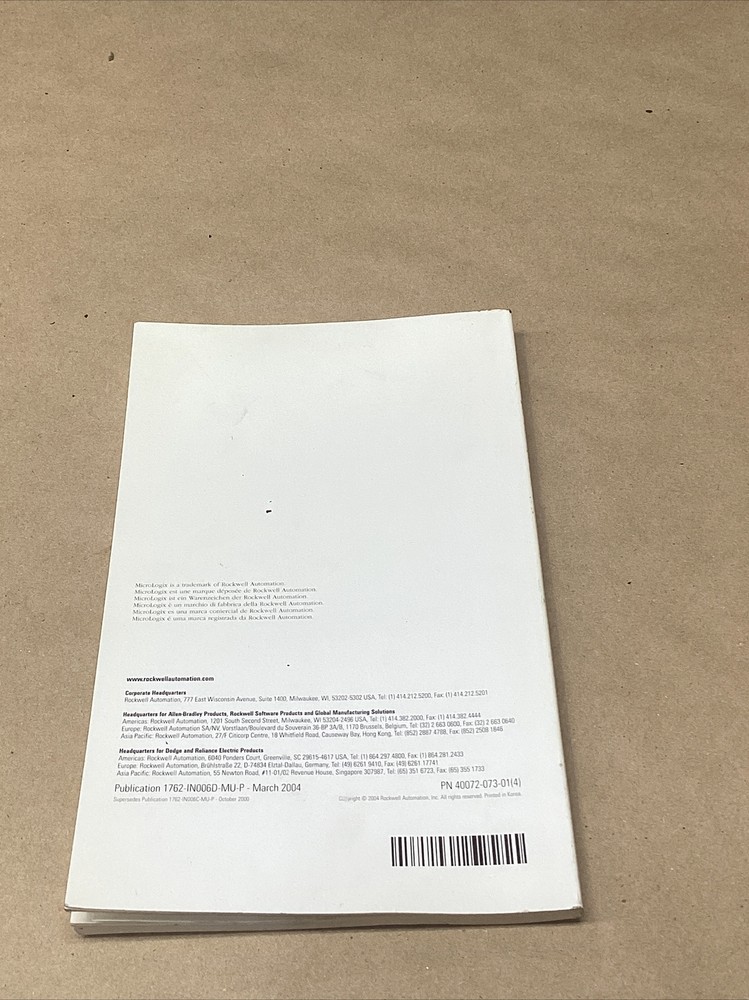 Allen Bradley Installation Instructions MicroLogix 1200 Controller #706G105