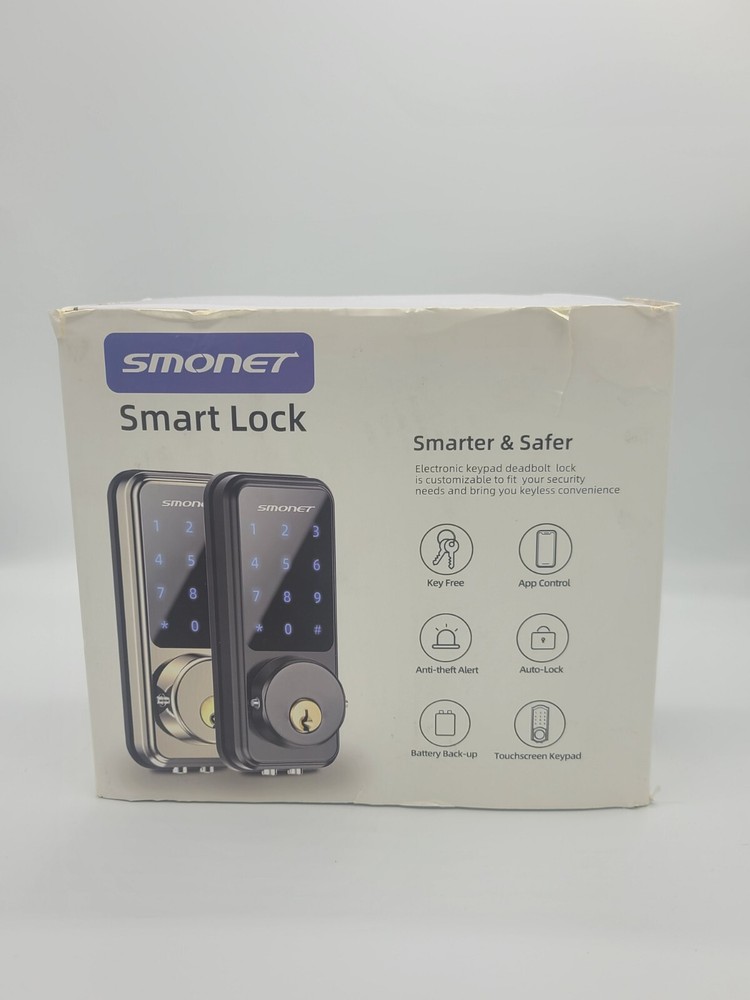 SMONET WiFi Smart Lock Keyless Deadbolt Bluetooth Electronic Door Lock - Silver