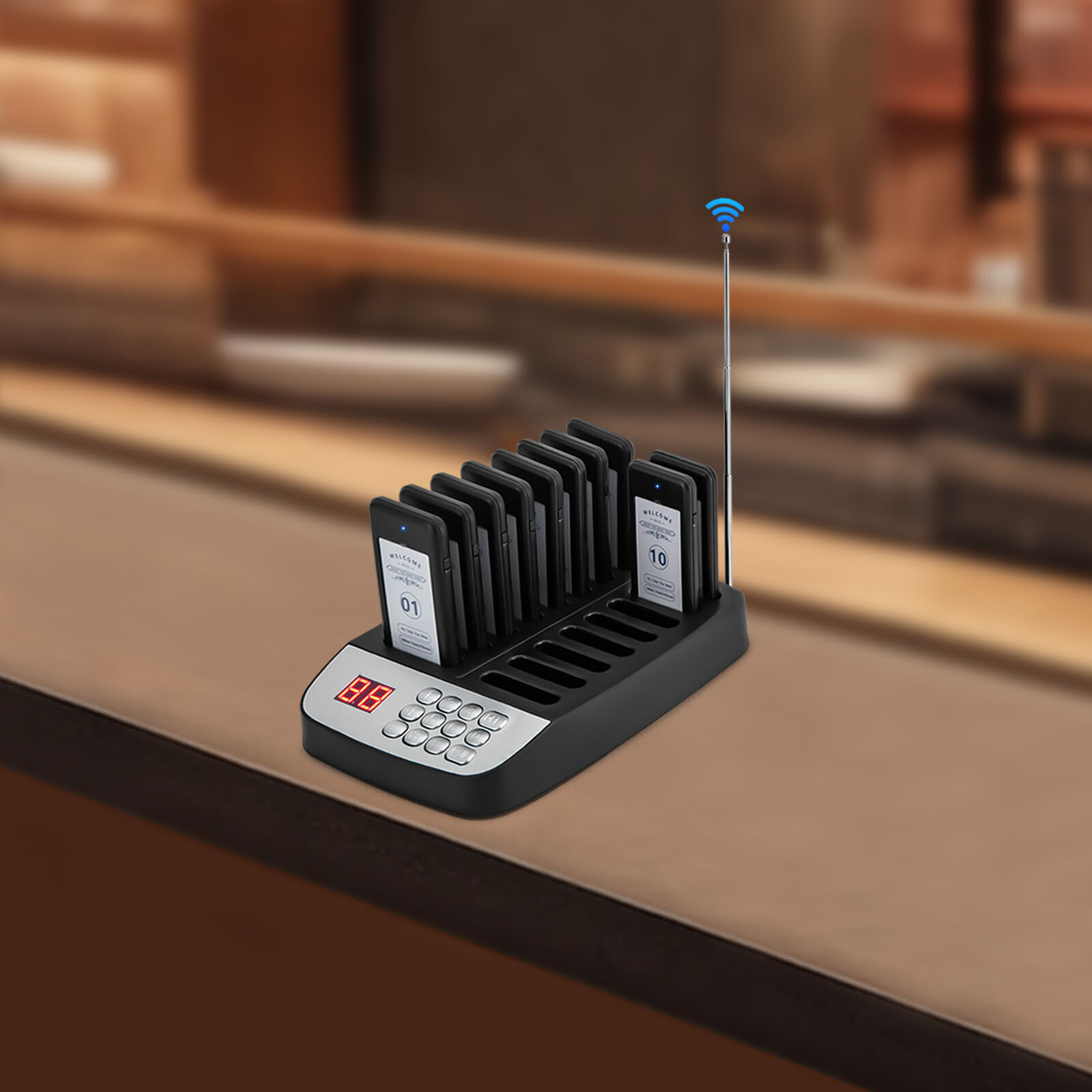Restaurant Wireless Guest Paging System 10 Beepers Queuing Calling Pager Food