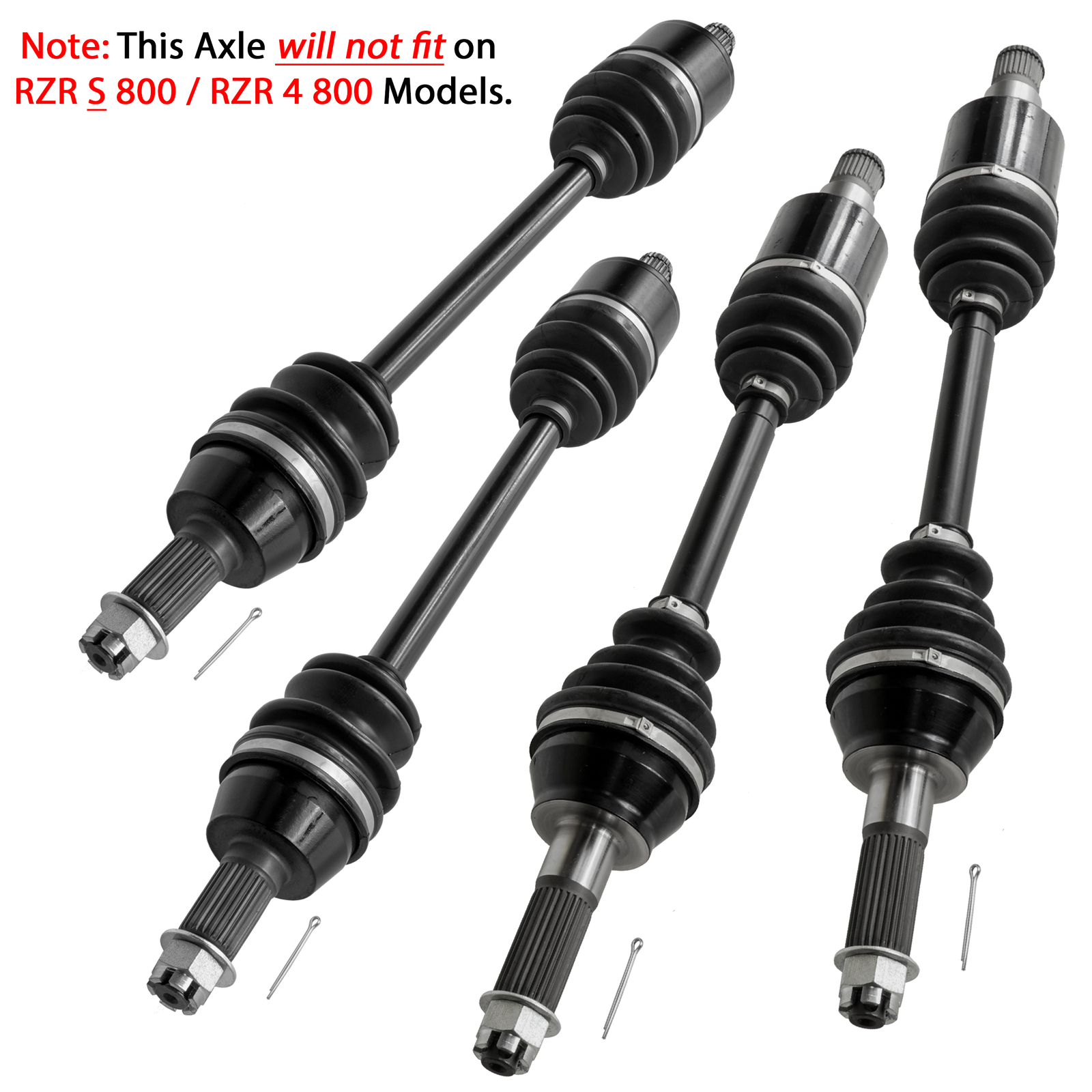 Front Rear Left Right Complete CV Joint Axles for Polaris RZR 800 EFI 2008-2013