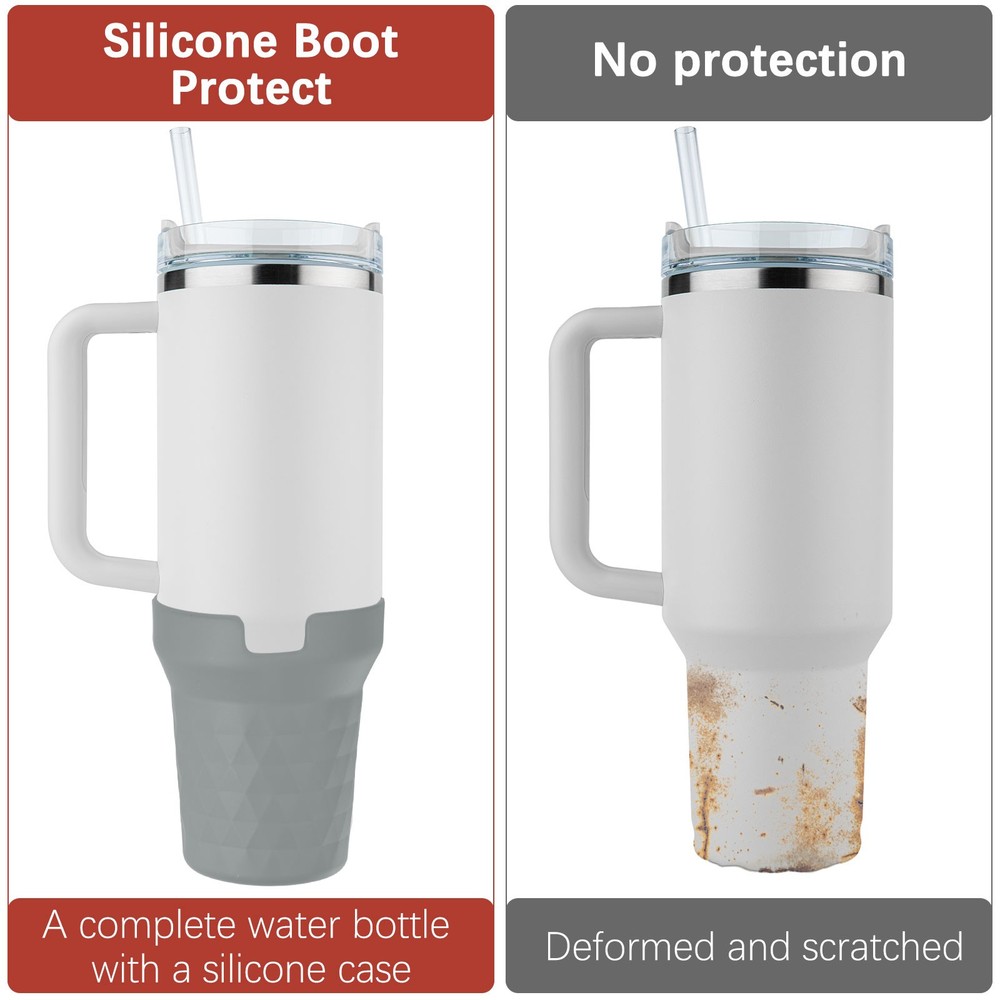 Silicone Water Bottle Boot [1PCS] - Bottom Bumper Protector [Grey]