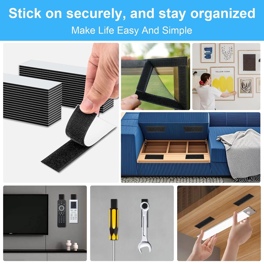 Hook and Loop Strips with Adhesive Sticky Back Heavy Duty 32 Set
