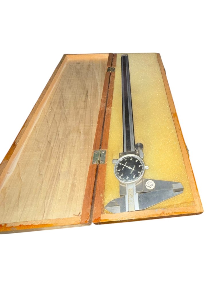 12" Dial Caliper 0.001" Shock-Proof Precision Measuring Tool with Wood Case