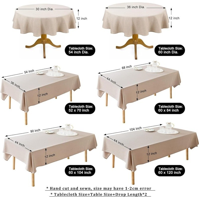 Premium Rectangular Tablecloth Waterproof Durable Washable Dining Parties Events
