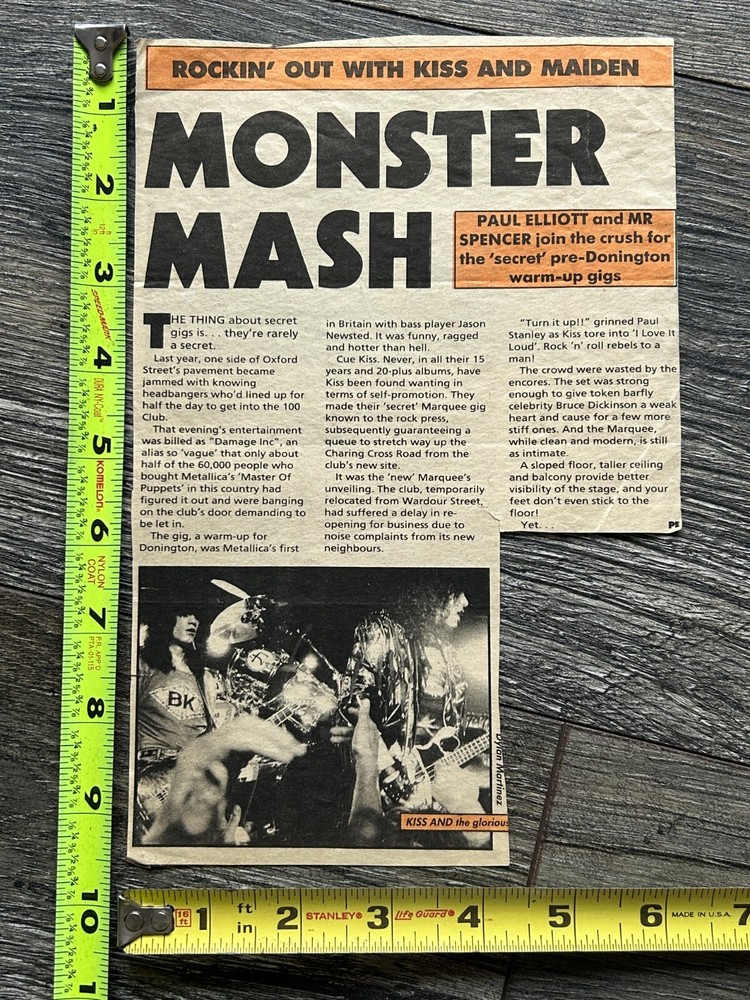 KISS Concert Clipping Crazy Nights Tour Marquee Donington Warm Up Vintage Kiss
