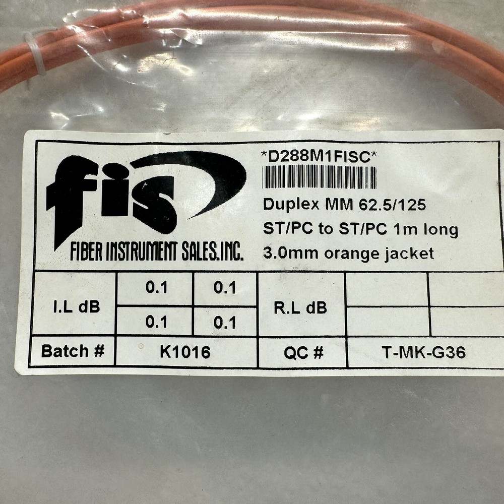 FIS Fiber Optic Patch Cable D288M1FISC Orange