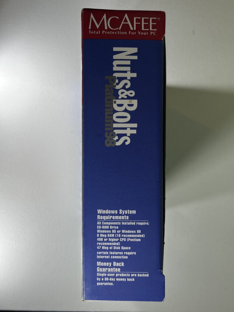 1998 McAfee Nuts & Bolts Platinum Big Box CD, Book, and inserts