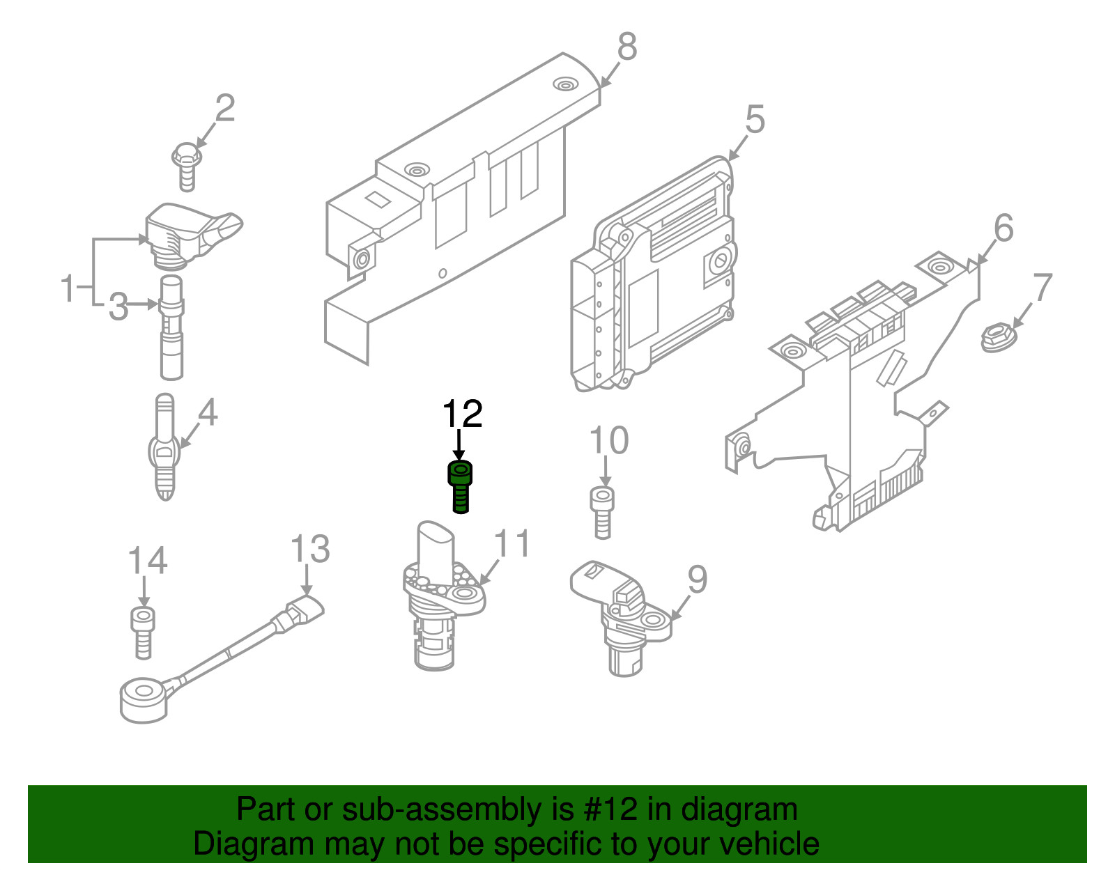 Genuine VW Crankshaft Sensor/Camshaft Magnet Bolt - M6x14 n10751201