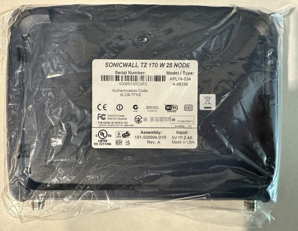 SonicWall TZ 170 Wireless 25 Node APL14-034 Network Security Firewall Appliance