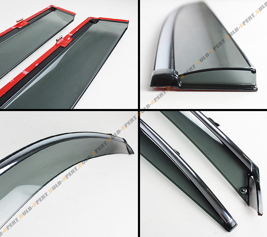 FOR 2014-2024 INFINITI Q50 VIP CLIP-ON SMOKE TINTED WINDOW VISOR W/ CHROME TRIM