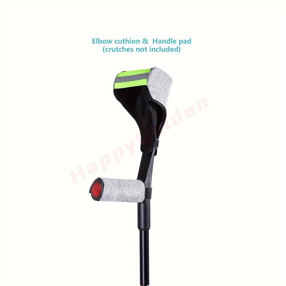 2-Pcs Elbow Cushion & Handle Pad for Crutches Soft Comfortable Reflective Straps