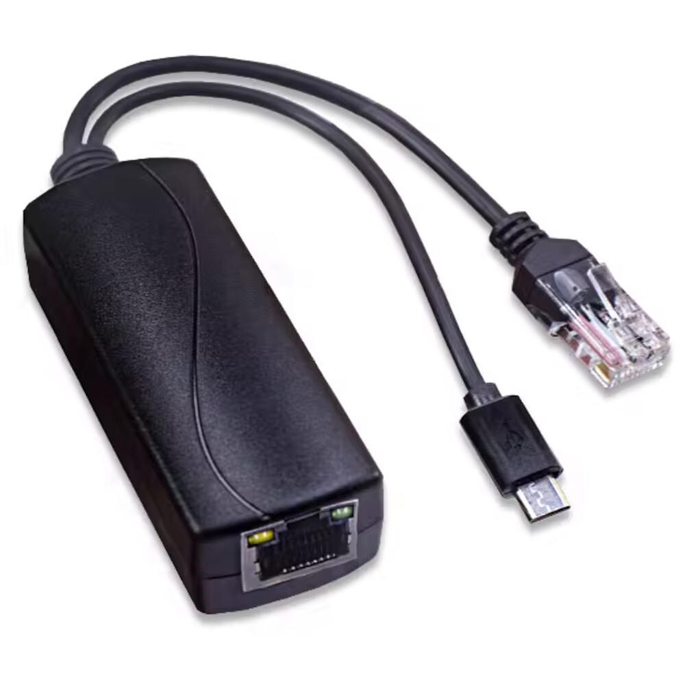 PoE Splitter 48V to 5V 2.4A Micro-USB Adapter IEEE 802.3af IP Camera Pi & More