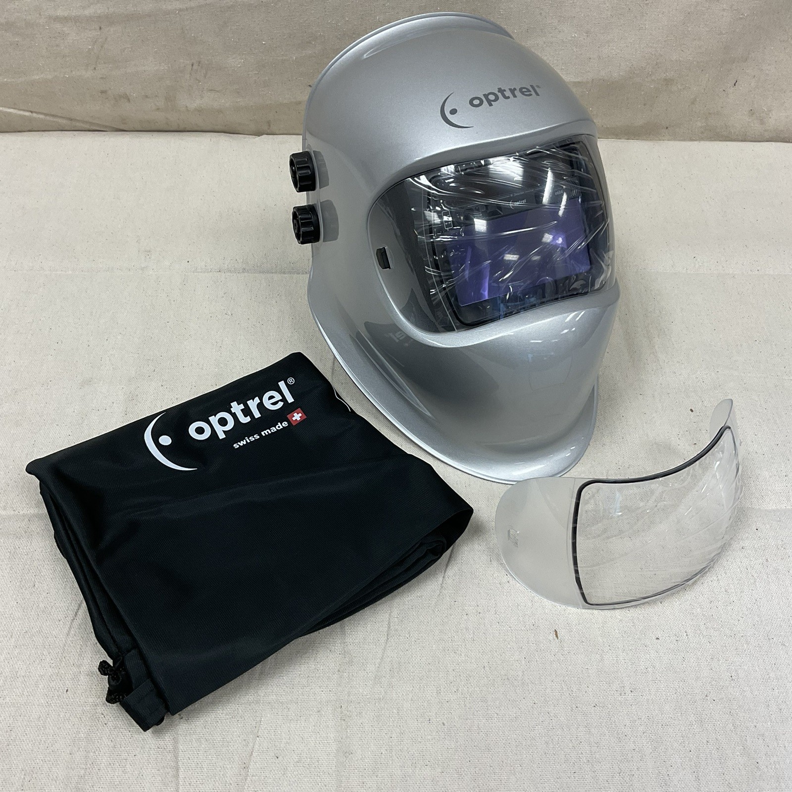 OPTREL 1006.500 Welding Helmet Auto-Darkening Silver 3.94" x 1.97"