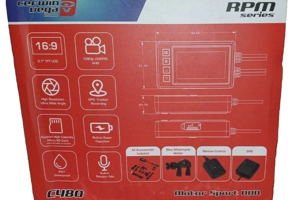 Cerwin-Vega C480 Powersport High Resolution Digital Video Recorder Action Camera