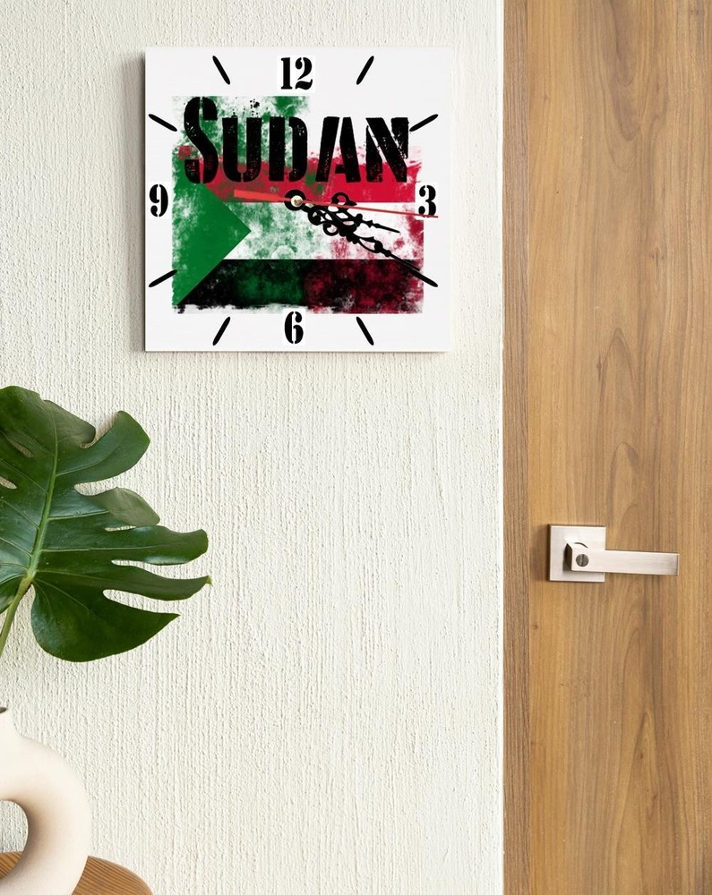 Sudan Flag Wall clock patriots CERAMIC Tile Watch Support Décor