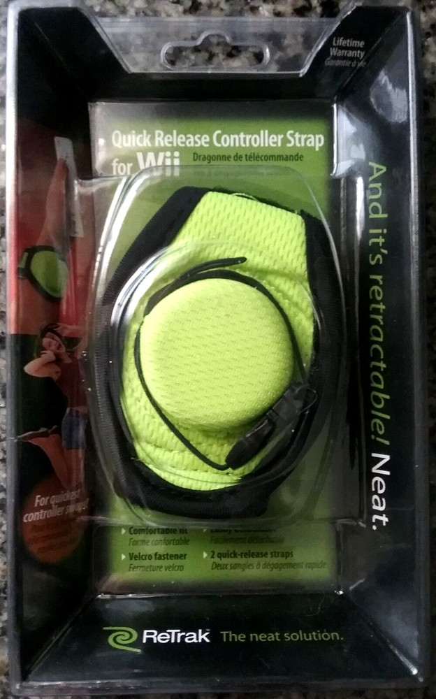 (2) ReTrak Quick Release Controller Straps Retractable for Nintendo Wii NEW