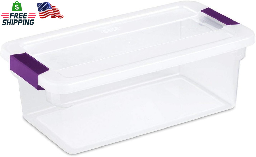 Sterilite 6 Qt Clearview Latch Storage Box, Stackable Bin with Latching Lid, Pla