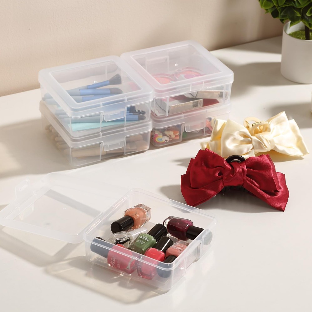 18 Pack Small Clear Plastic Storage Boxes with Lids, Arts & Crafts Storage Bo...