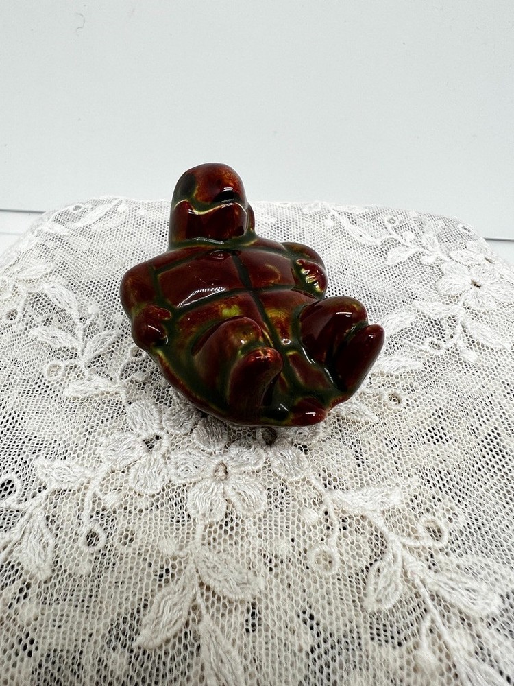 Vintage Cute Turtle On Back 2"L Ceramic Turtle
