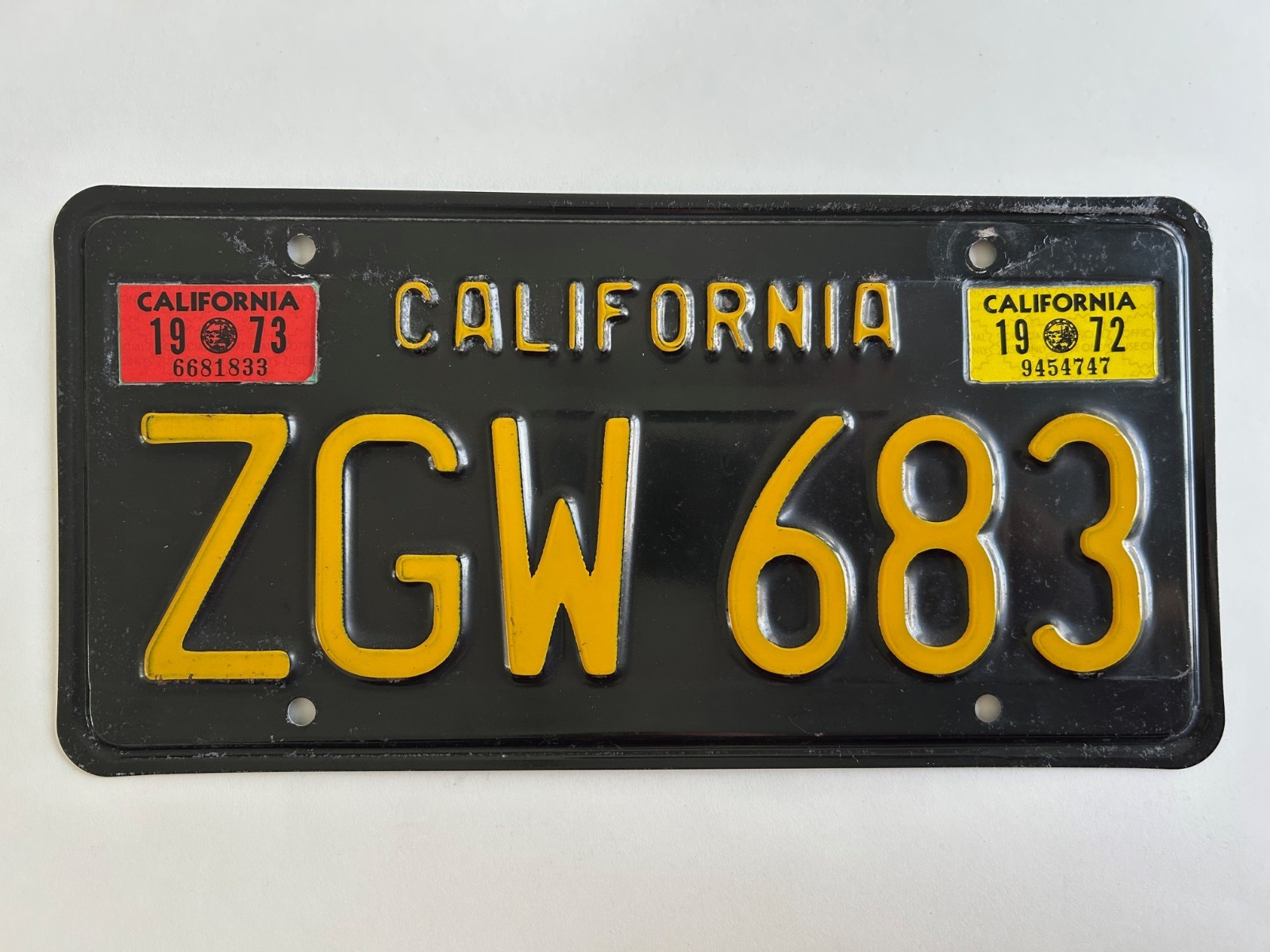 1963 California License Plate Classic 1963 black base with 1972 & 1973 stickers