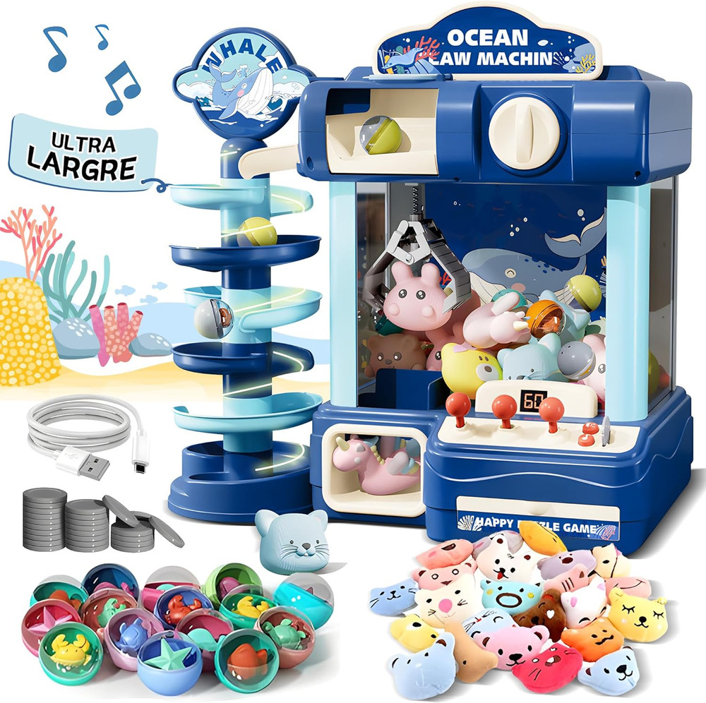Kids Arcade Claw Machine and 3D String Art Kit Bundle - Candy Claw Game and Hear