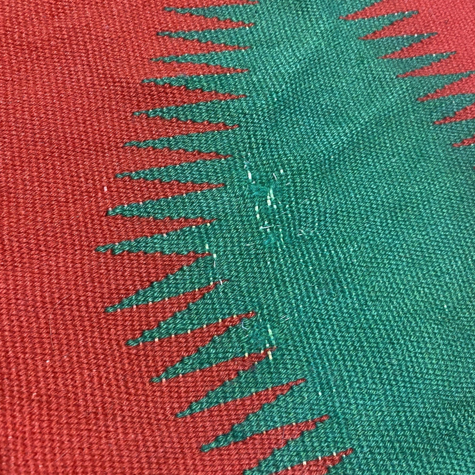 Vintage Navajo Germantown Sampler Rug Weaving Eyedazzler 21x19" Red Purple Green