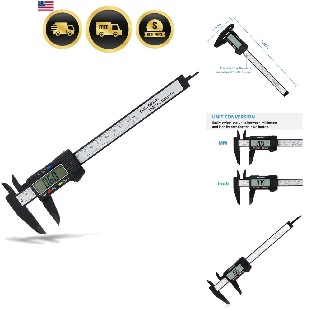 Digital Caliper, 0-6" Calipers Measuring Tool - Electronic Micrometer Caliper...