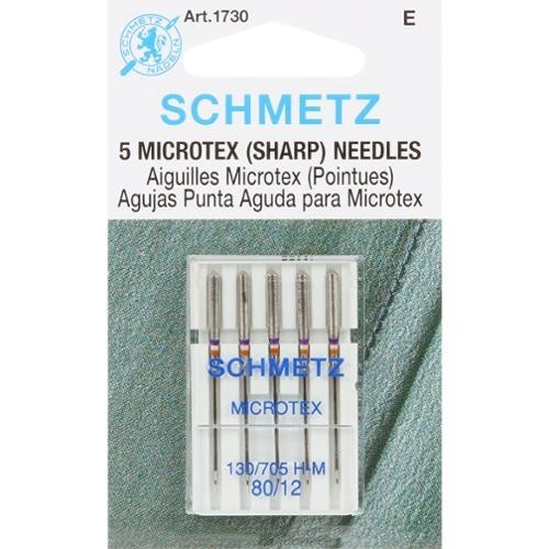 Schmetz Sewing Machine Needles Microtex Piecing Size 12/80 5 Pieces