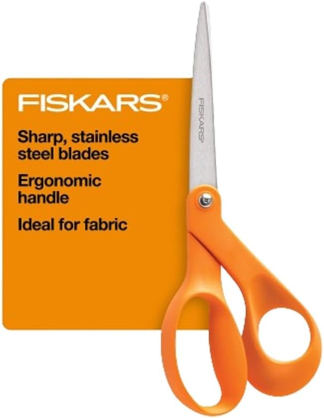 8" Original Orange-Handled Stainless Steel Scissors, Ergonomic and Keeps