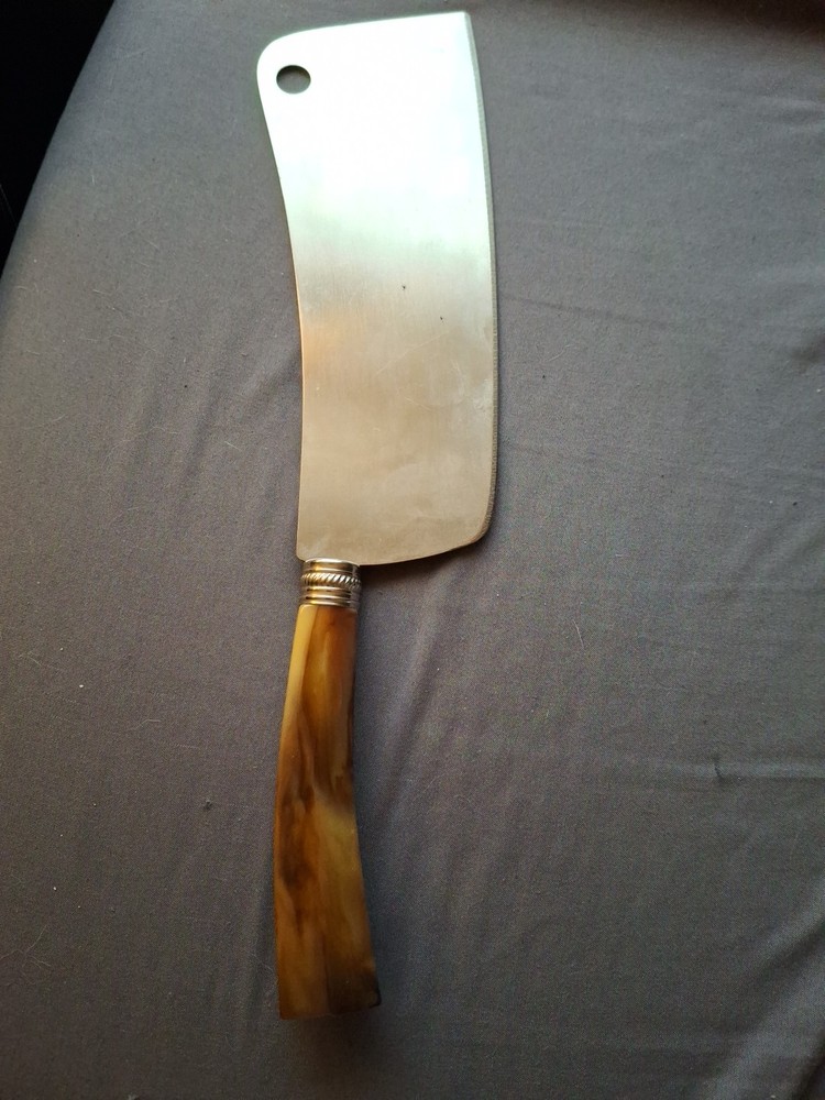 Butterscotch Rootbeer Marble Bakelite Handle Meat Cleaver Vintage