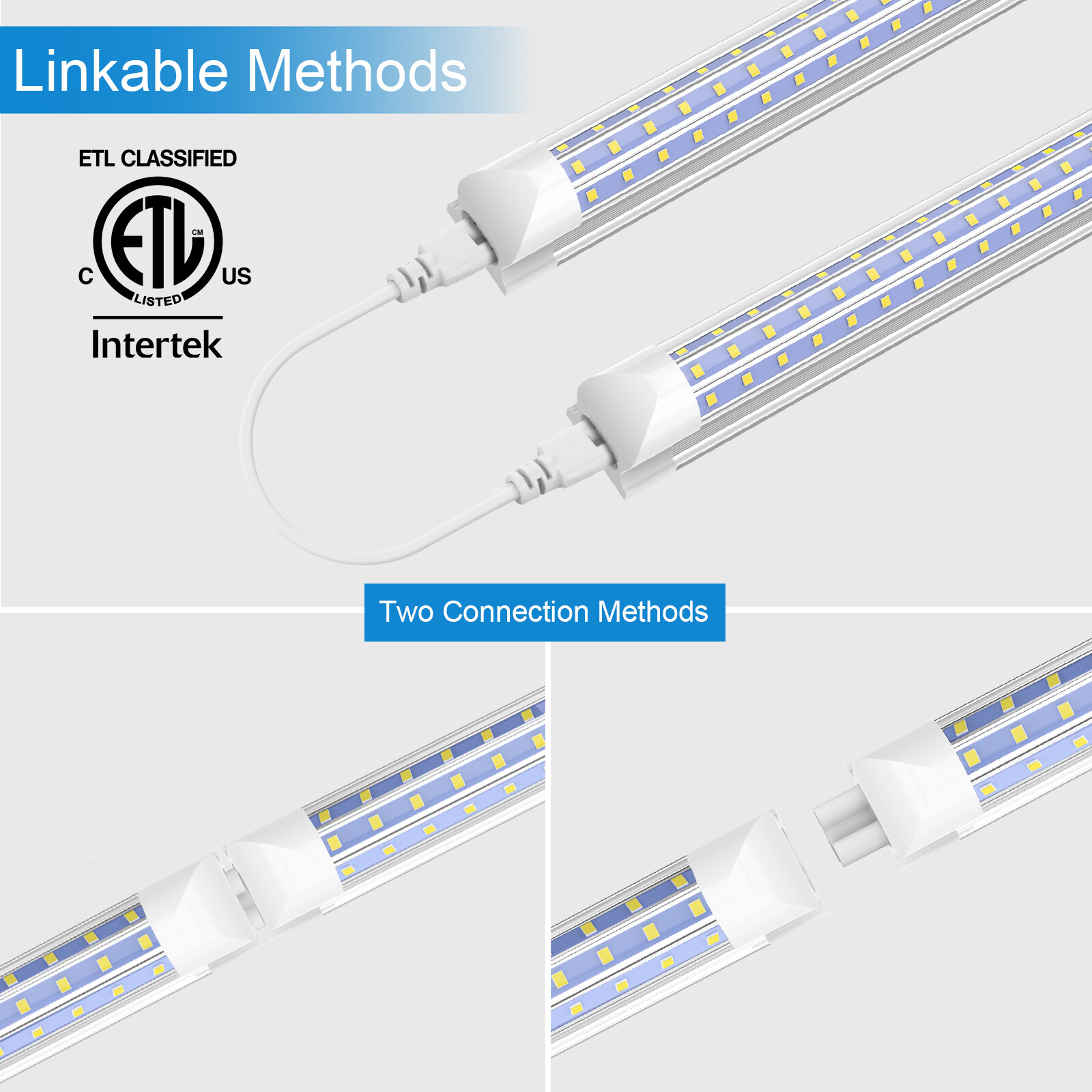 T8 LED Tube Light Bulbs 4FT 60W 8FT 120W 8 FT LED Shop Light Fixture 5000K~6500K