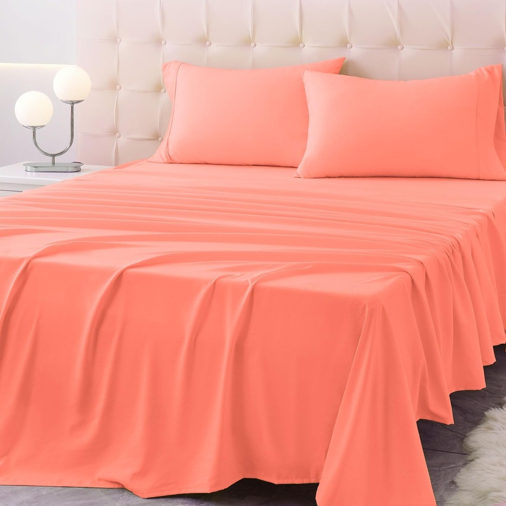 Queen Size Bed Sheet Set - 4 Piece Soft Microfiber Sheets with Deep Pockets, ...