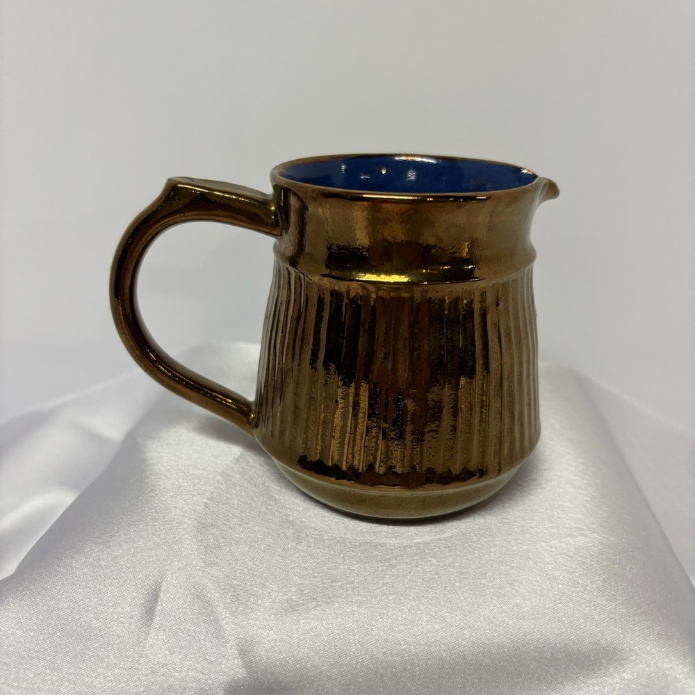 Welsh Copper Lustre Pitcher with Vertical Pattern Vintage