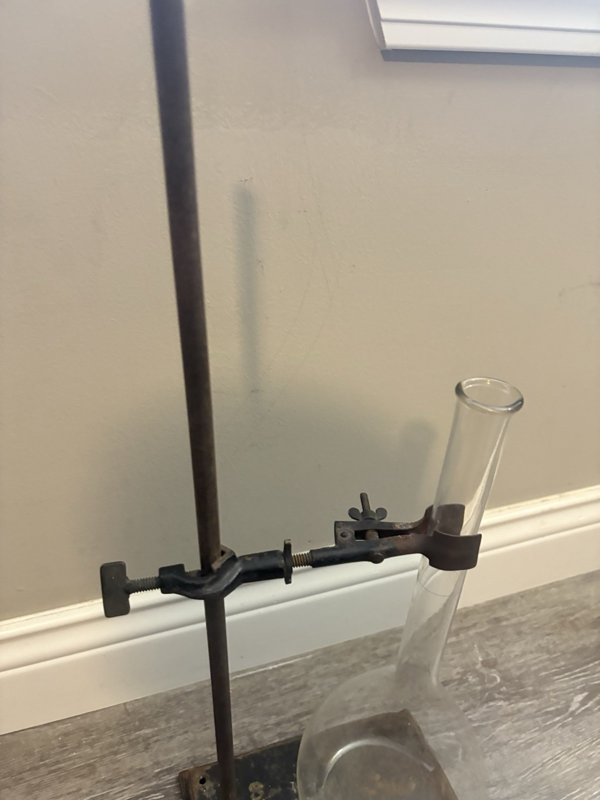 Antique Laboratory Beaker w/ Cast Iron Chicago Apparatus Stand