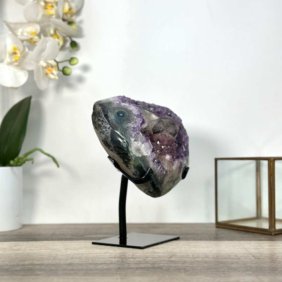 Amethyst Geode With Calcite Crystal Specimen. MWS2731