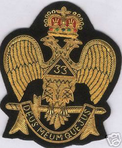 Masonic Mason Freemasonry Scottish Rite Eagle Badge Patch Master Lodge 33 Symbol