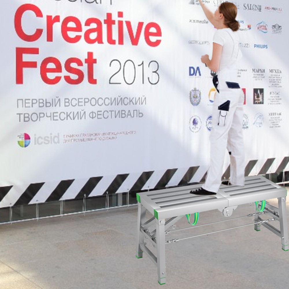 Folding Scaffolding Platform Work Bench Portable Scaffold Adjustable Height 1.6m