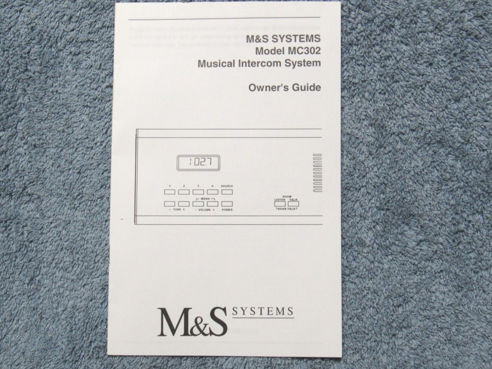 MC302 Owner's Guide - Operating Instructions - Manual M&S Home Intercom