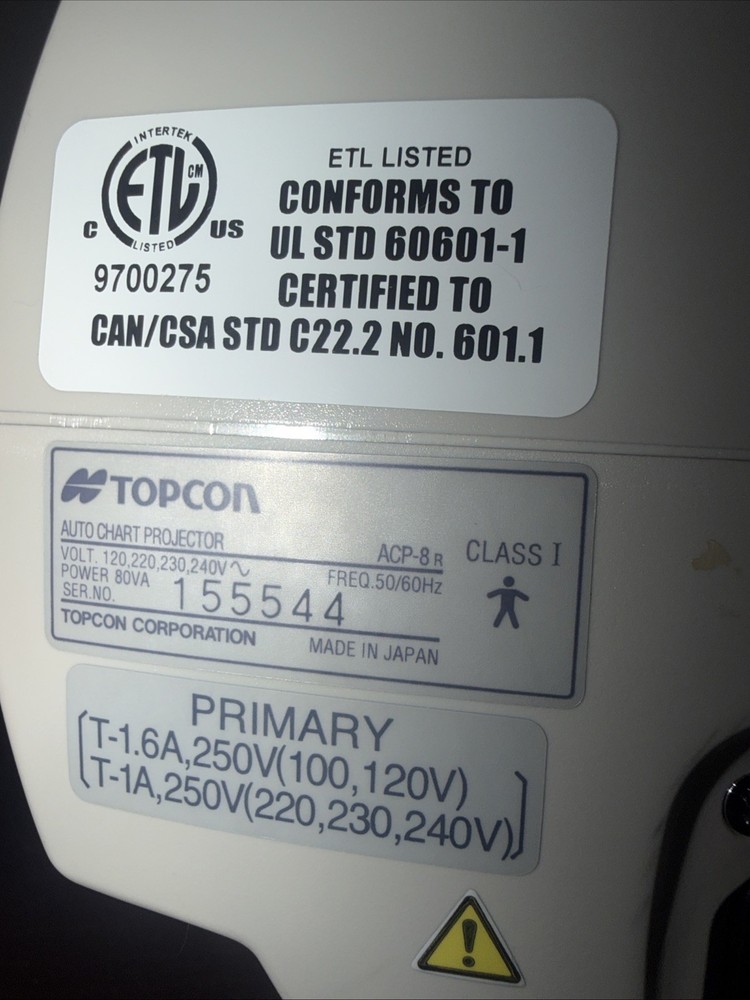 Topcon ACP-8 Auto Chart Projector with MC Remote & Wall Mount TESTED WORKING