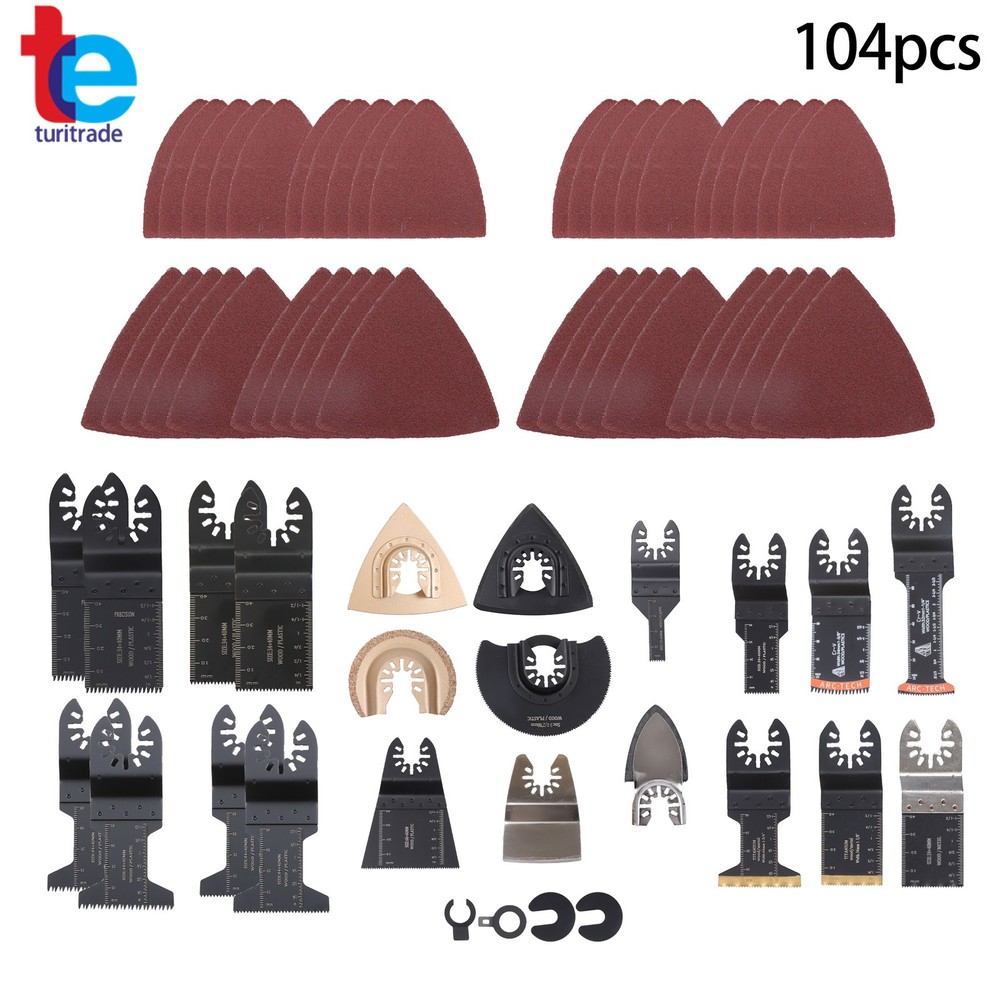 104 PCS Multitool Cutting Blades Kit Quick Release Oscillating Saw Blades