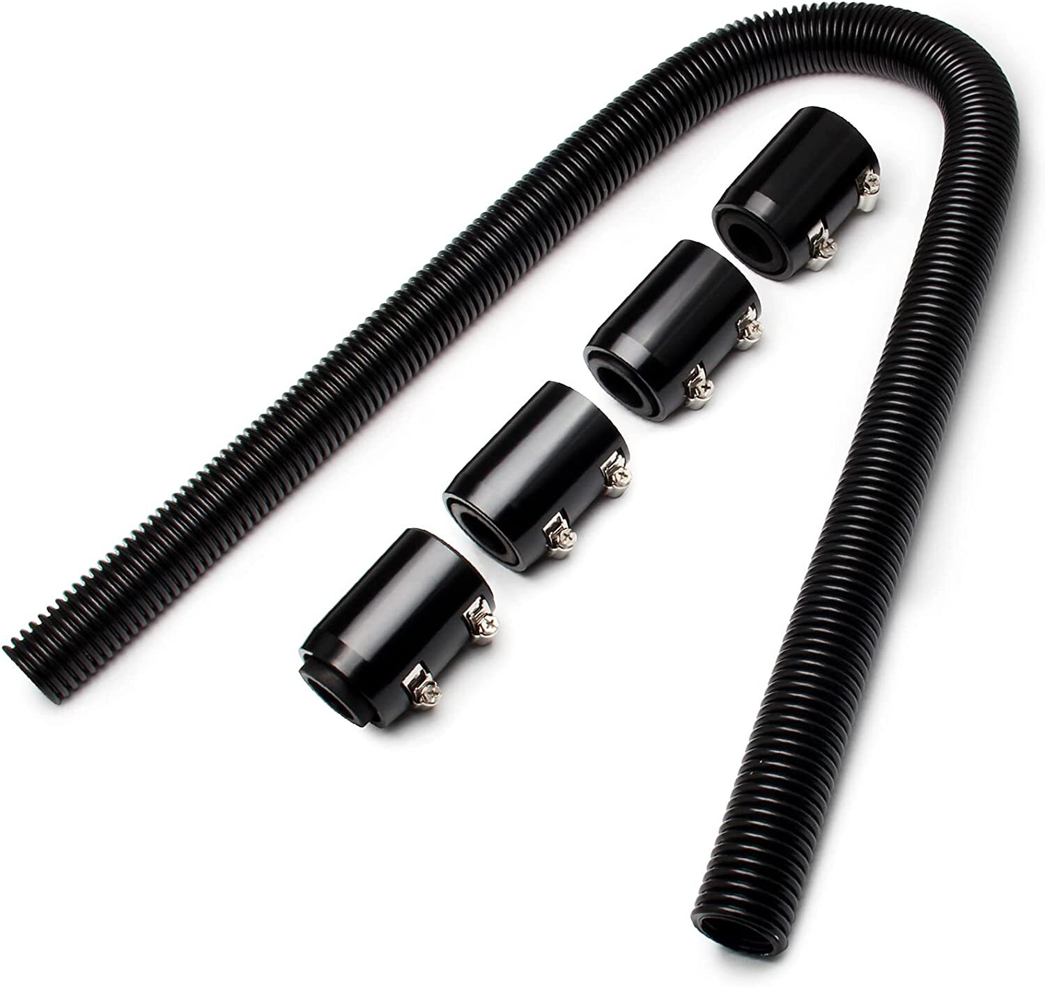 48" Stainless Steel Radiator Universal Flexible Coolant Water Hose Kit with Caps