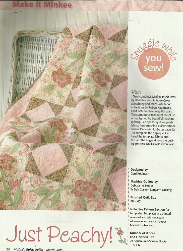 B0213   JUST PEACHY QUILT PATTERN/INSTRUCTIONS