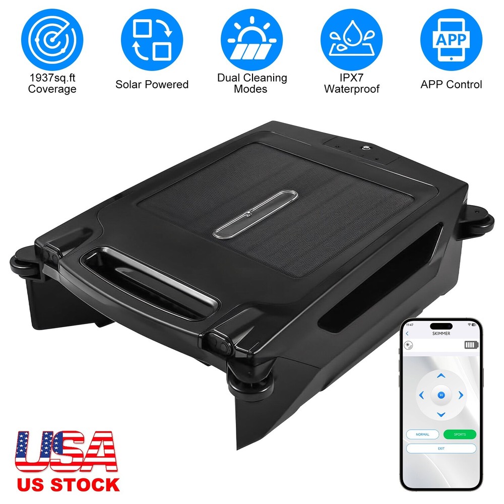 Surfer Robotic Solar Pool Skimmer w/ APP Support, Dual Charging Modes