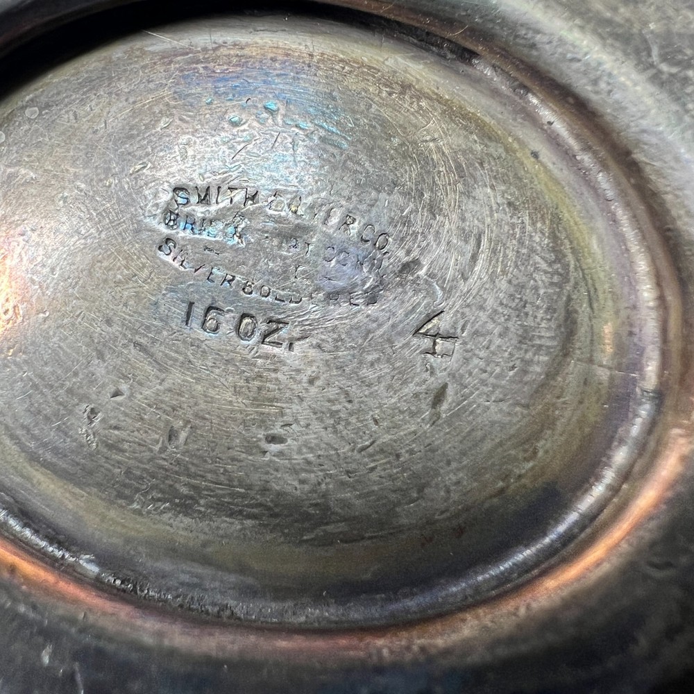 VTG 16oz Smith Silver Co Pitcher Silver Soldered 8"