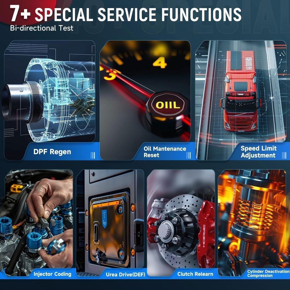 LAUNCH Diesel Truck Scanner Full HD OBD2 Diagnostic Code Reader DPF Regen 7Reset